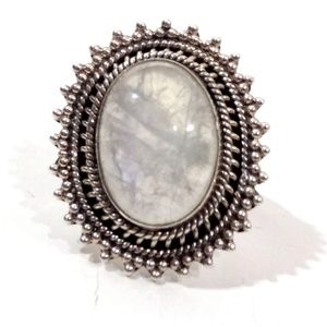 Vintage Oversized Sterling Silver & Moonstone Ring- Size 7